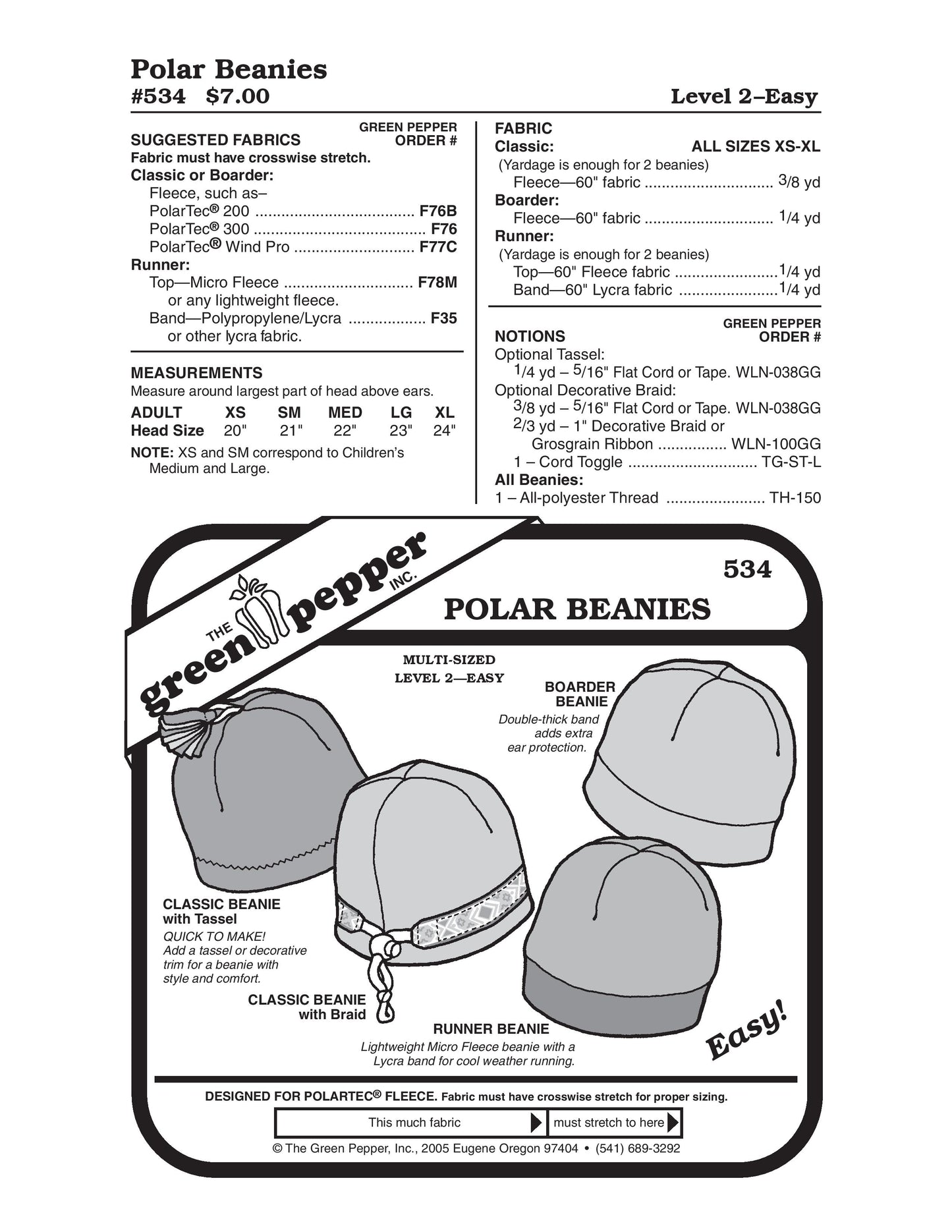 Polar Beanies Pattern (Sold per Each)