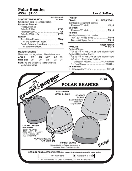 Polar Beanies Pattern (Sold per Each)