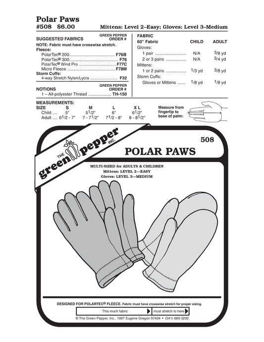 Polar Paws-Gloves and Mittens Pattern (Sold per Each)