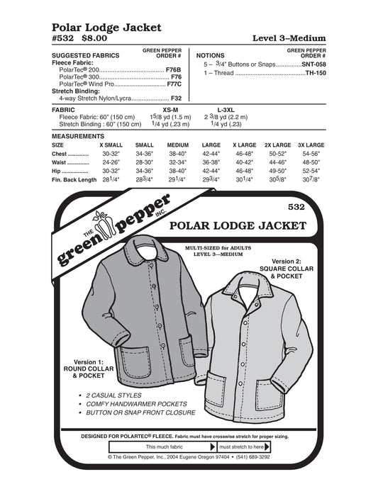 Polar Lodge Jacket Pattern (Sold per Each)