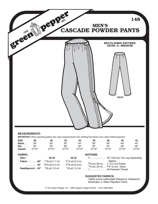Men's Cascade Powder Pants Pattern (Sold per Each)