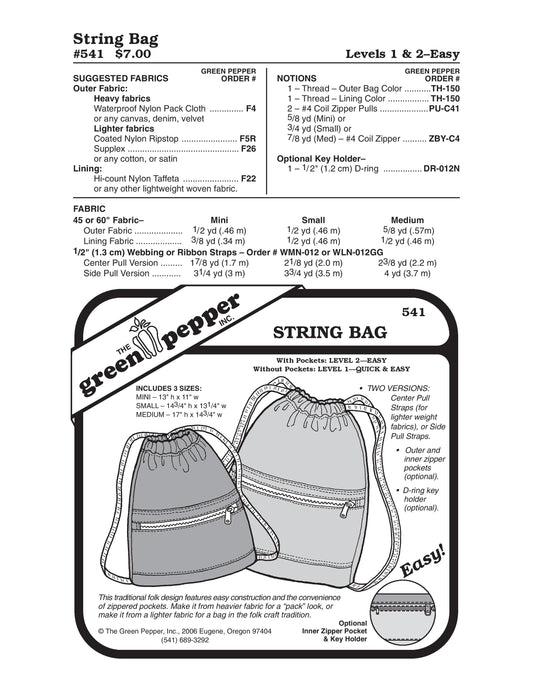String Bag Pattern (Sold per Each)