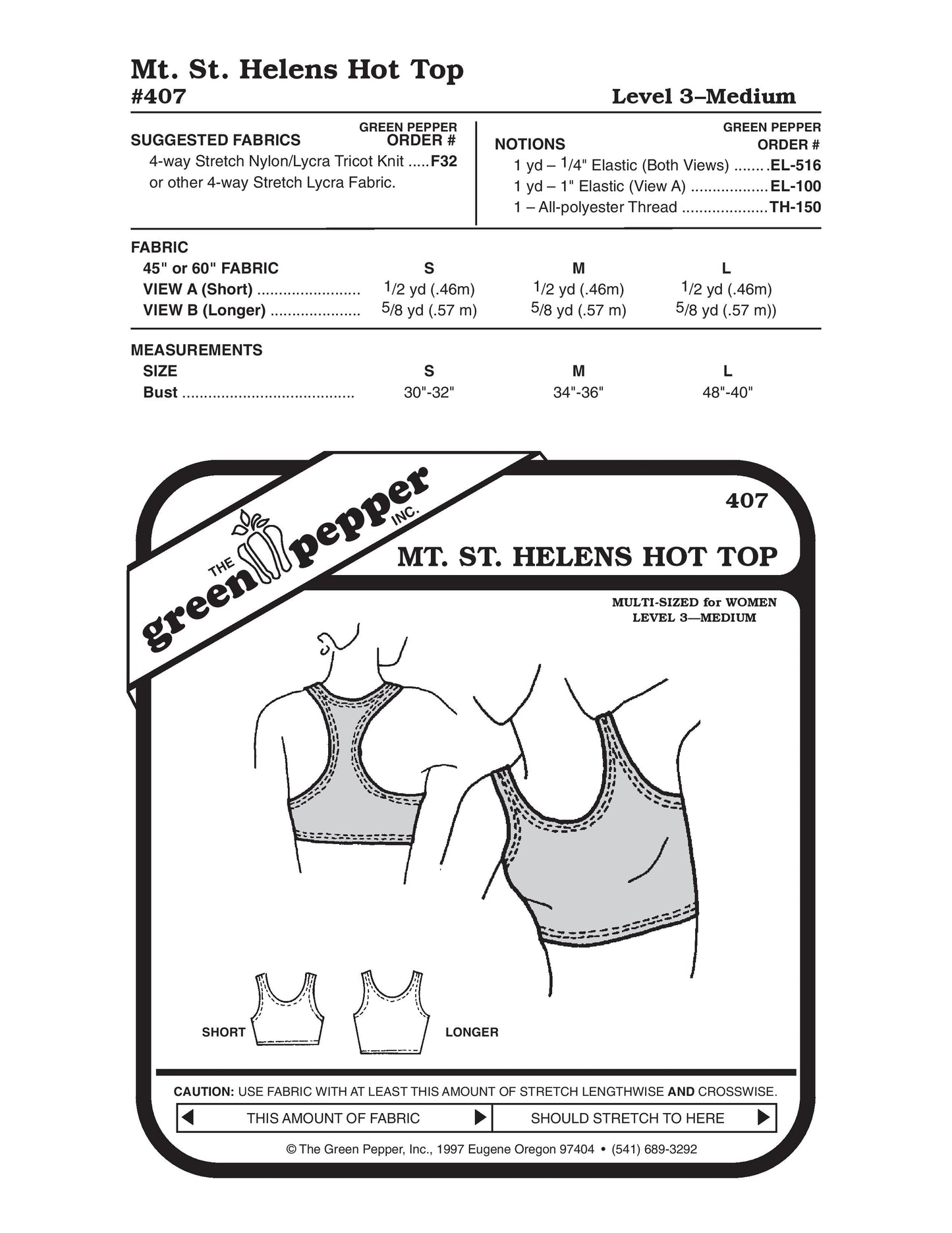 Mt. St. Helens Hot Top Pattern (se vende por unidad)