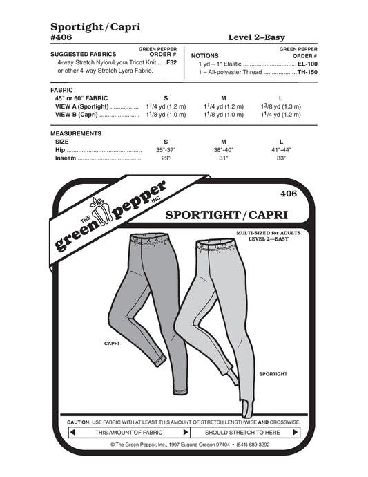 Adult’s Sport Tights Sewing Pattern (Sold per Each)