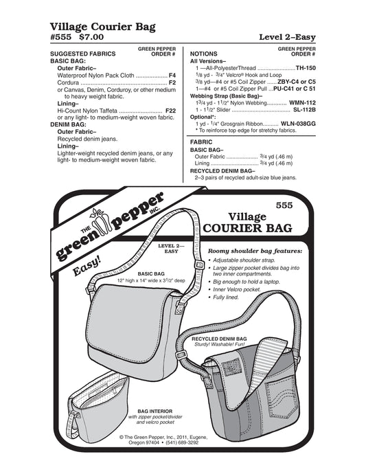 Village Courier Bag Patterns (Sold per Each)