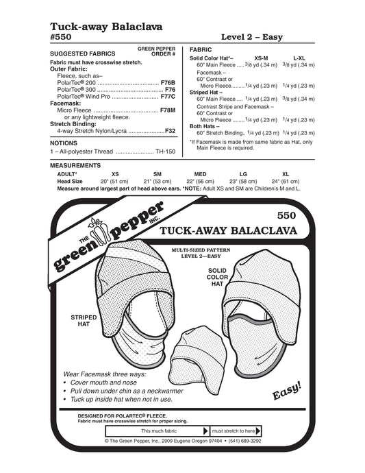 Tuck-Away Balaclava Pattern - Adults (Sold per Each)