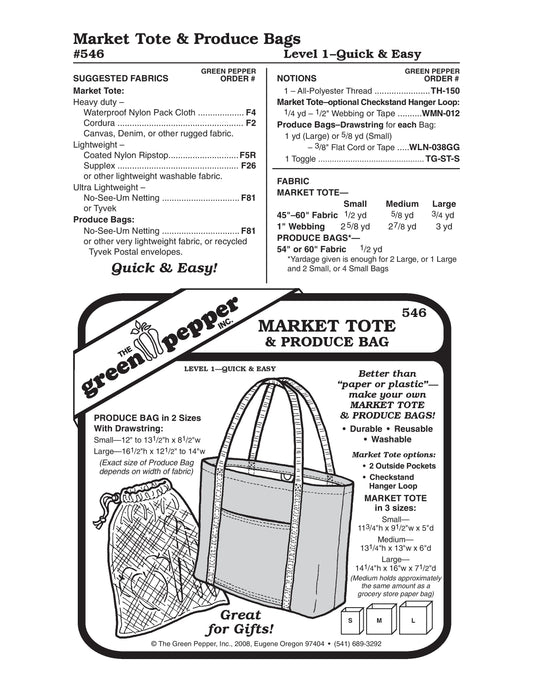Market Tote & Produce Bag Pattern (Sold per Each)