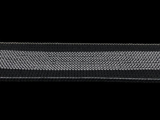 1" Black Gripper Elastic With White Beading (Sold per Yard)