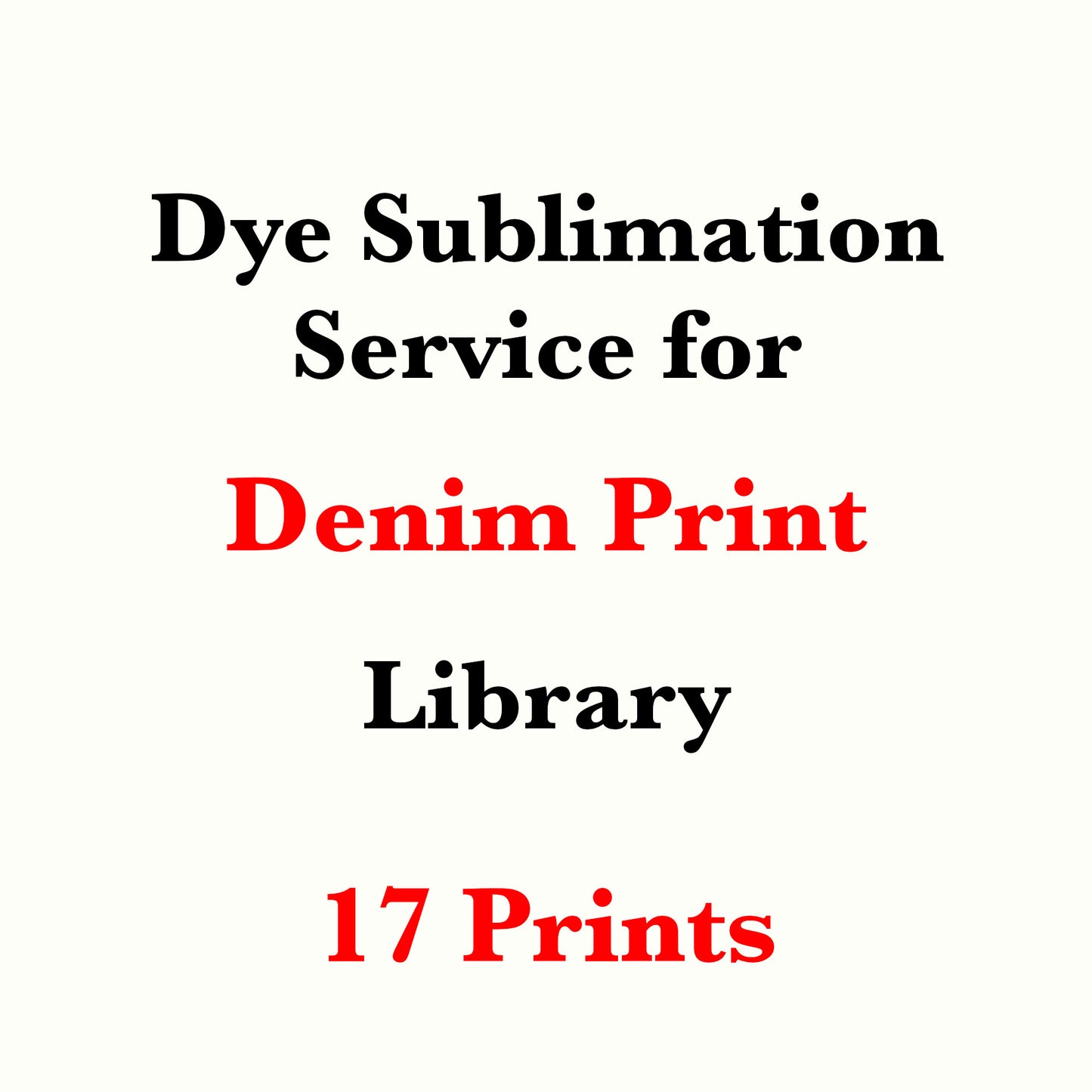 Dye sublimation service for Denim Print Library(Sold by the Yard)