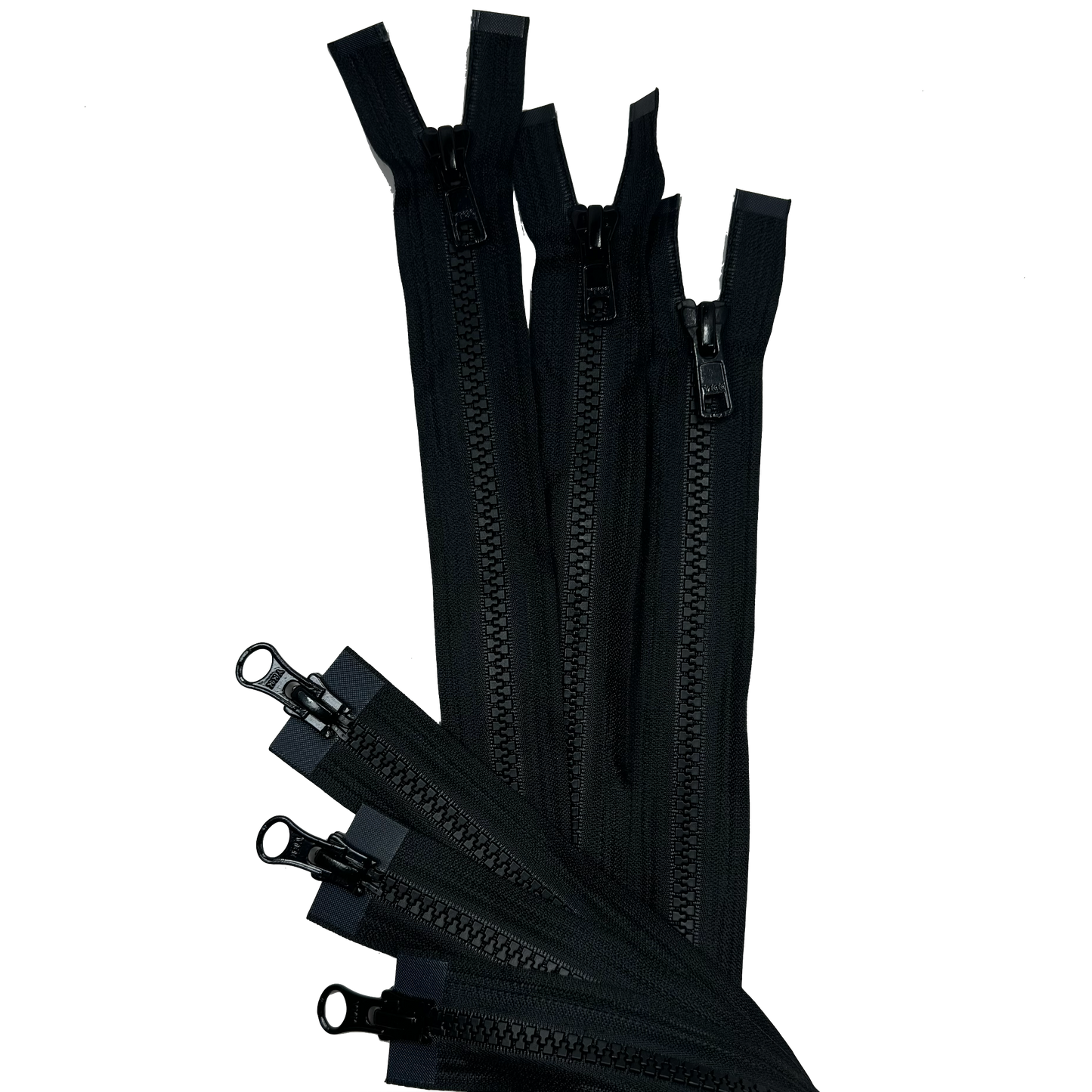 YKK 26.5" / 27.5 / 28.5" #5 Molded Tooth 2-Way Separating Zipper - Black (Sold per Each)