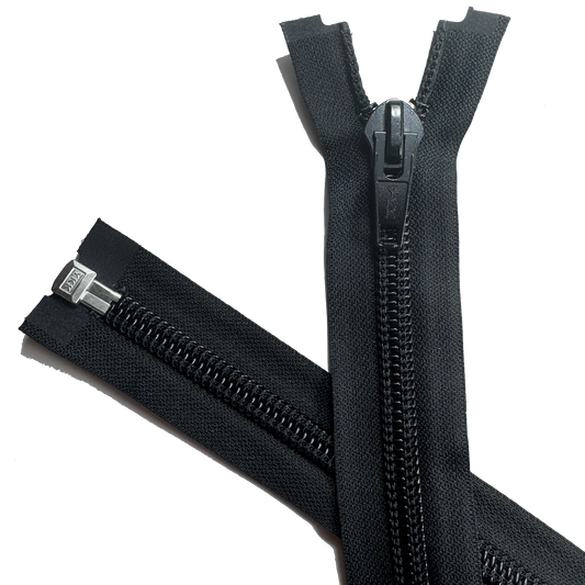 28 インチ #10 コイル分離一方向 YKK® ジッパー - ブラック (1 個ずつ販売)