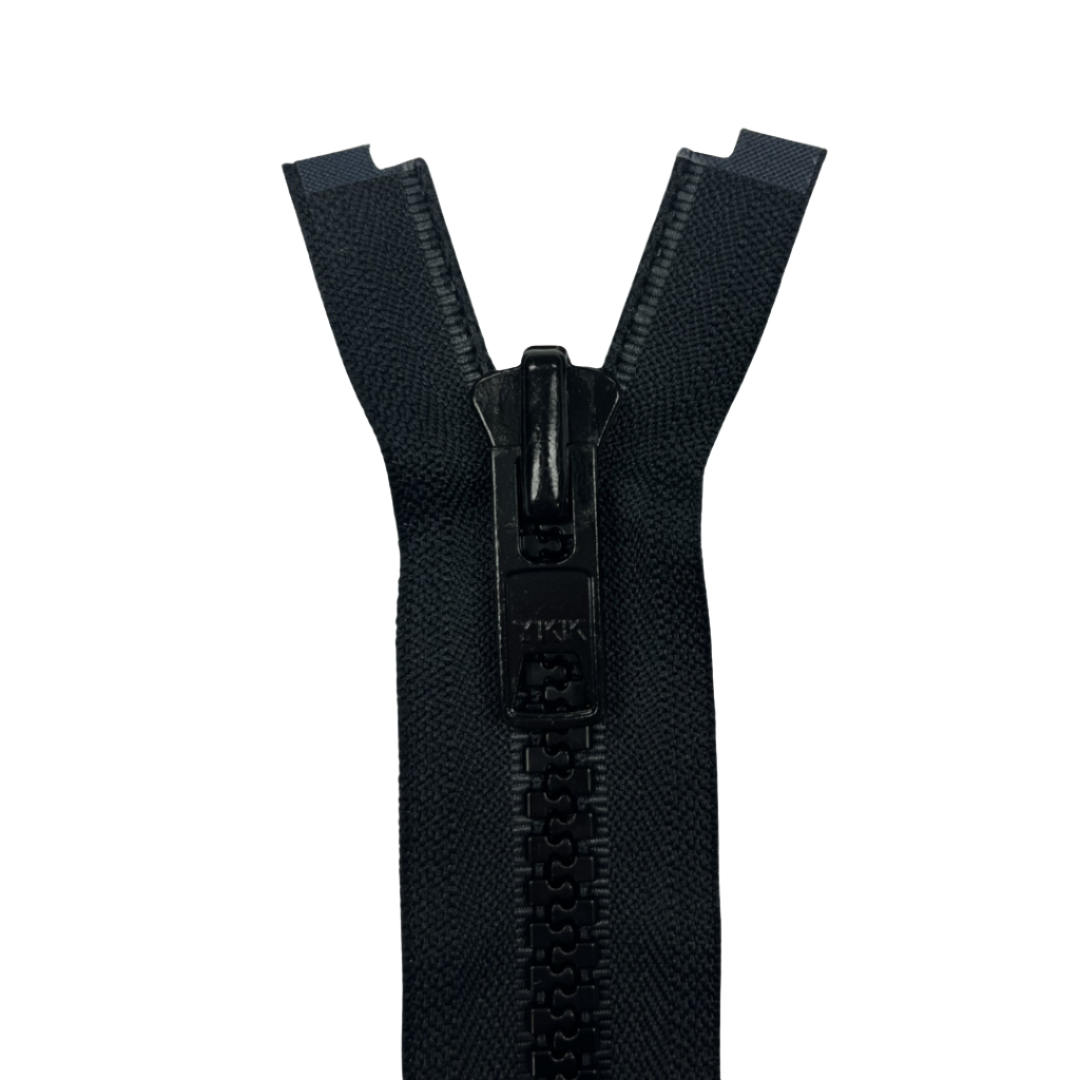 Cremallera de dientes moldeados YKK® n.º 10 unidireccional de separación de 16 pulgadas (41 cm) - Negro