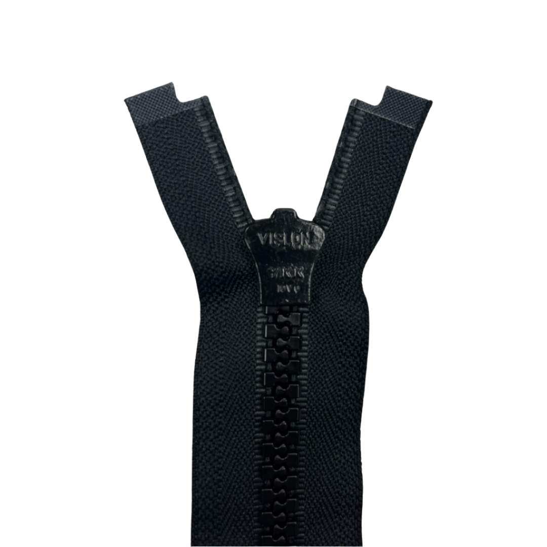 Cremallera de dientes moldeados YKK® n.º 10 unidireccional de separación de 16 pulgadas (41 cm) - Negro