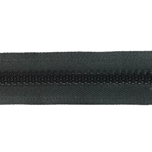 Diente moldeado #8 Cremallera YKK® cortada a medida - Negro (se vende por yarda)