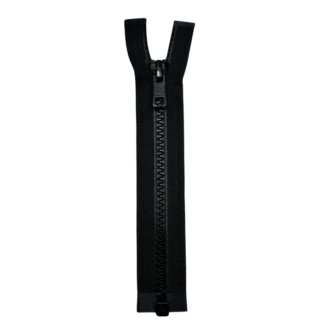 Diente moldeado n.º 5 de 6", cremallera YKK® unidireccional de separación - Negro (se vende por unidad)