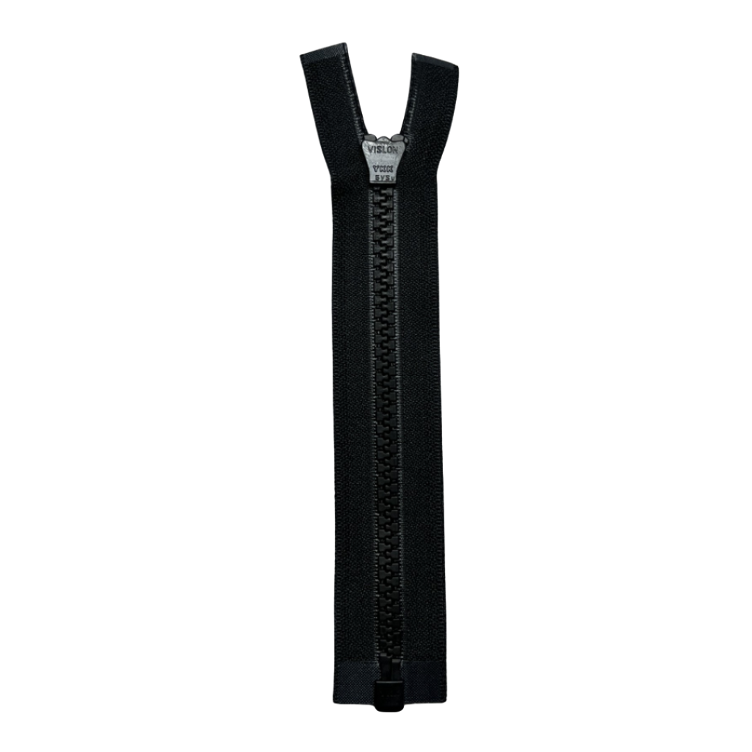 Diente moldeado n.º 5 de 6", cremallera YKK® unidireccional de separación - Negro (se vende por unidad)