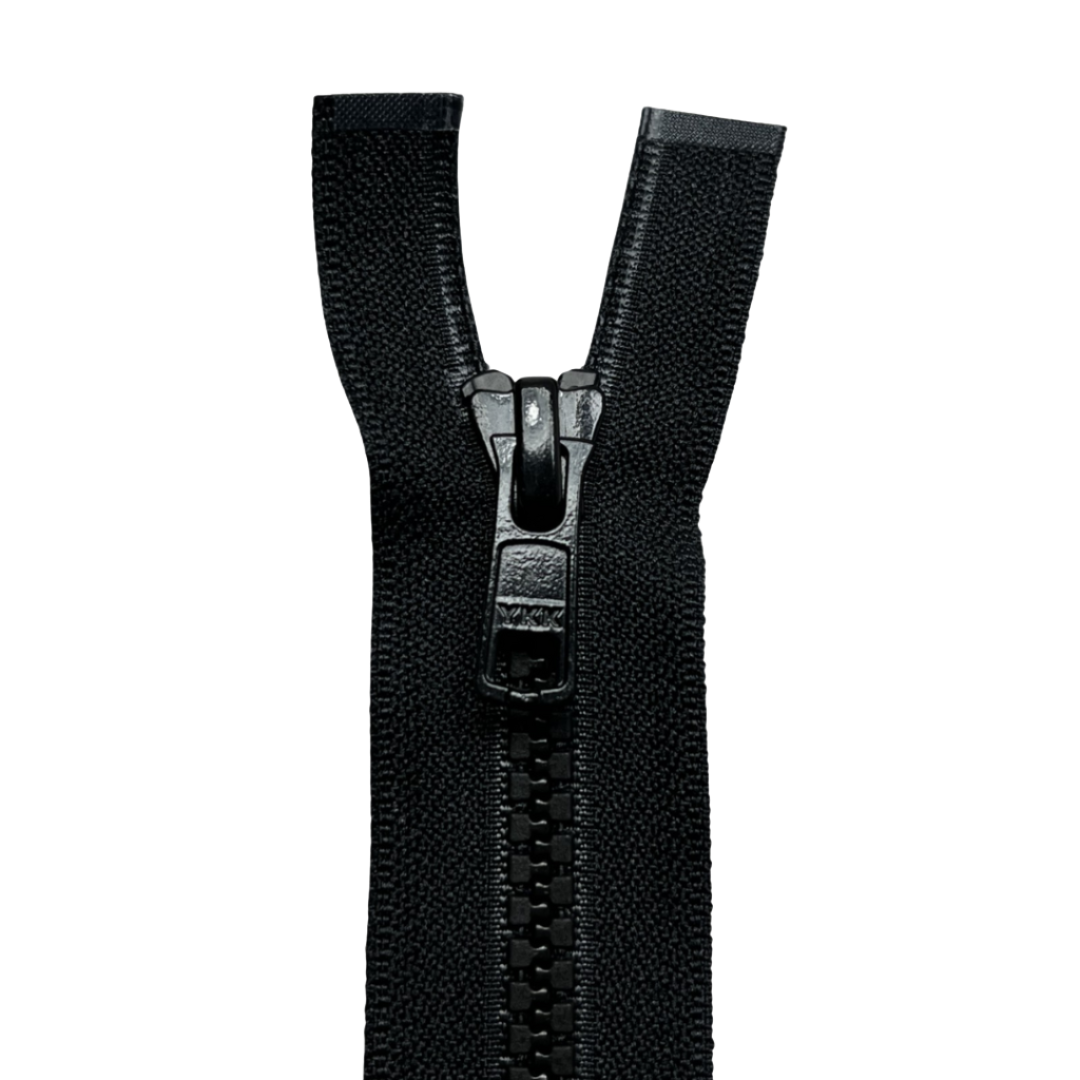 Diente moldeado n.º 5 de 6", cremallera YKK® unidireccional de separación - Negro (se vende por unidad)