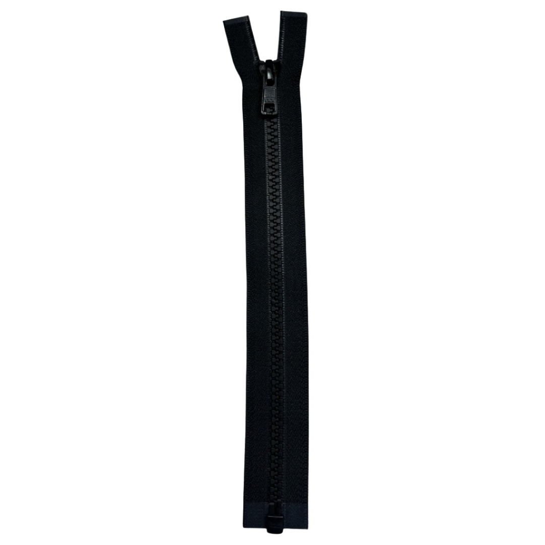 Diente moldeado n.º 5 de 9", cremallera YKK® unidireccional de separación - Negro (se vende por unidad)