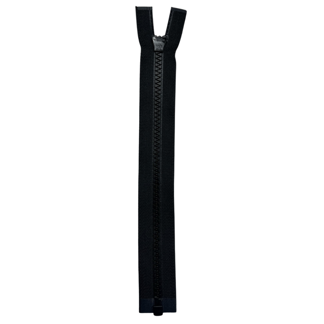 Diente moldeado n.º 5 de 9", cremallera YKK® unidireccional de separación - Negro (se vende por unidad)