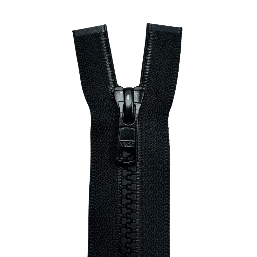 Diente moldeado n.º 5 de 9", cremallera YKK® unidireccional de separación - Negro (se vende por unidad)