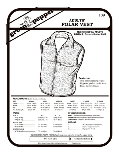 Polar Vest Pattern (Sold per Each)