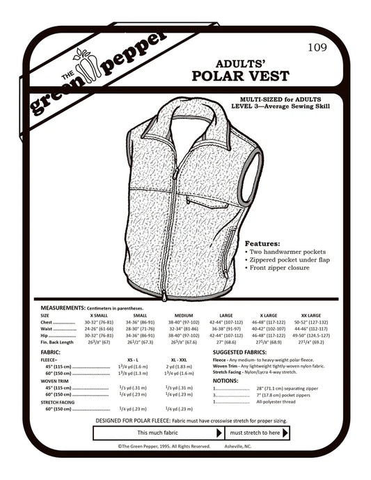 Polar Vest Pattern (Sold per Each)