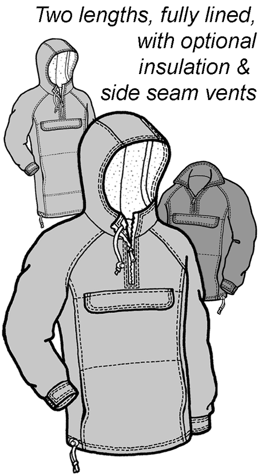 大人用フェアバンクス アノラック 縫製パターン (1 個あたりの販売)