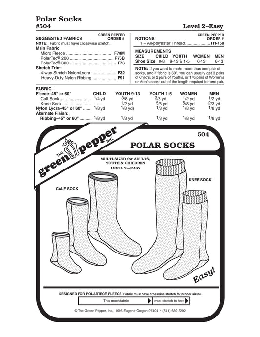 Patrón de costura de calcetines de forro polar (se venden por cada uno)
