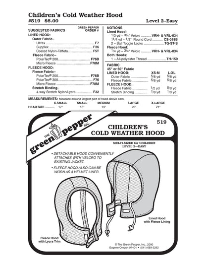Cold Weather Hood for Children Pattern (Sold per Each)