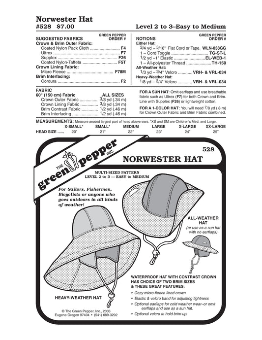 Patrón de sombrero Nowester (se vende por cada uno)