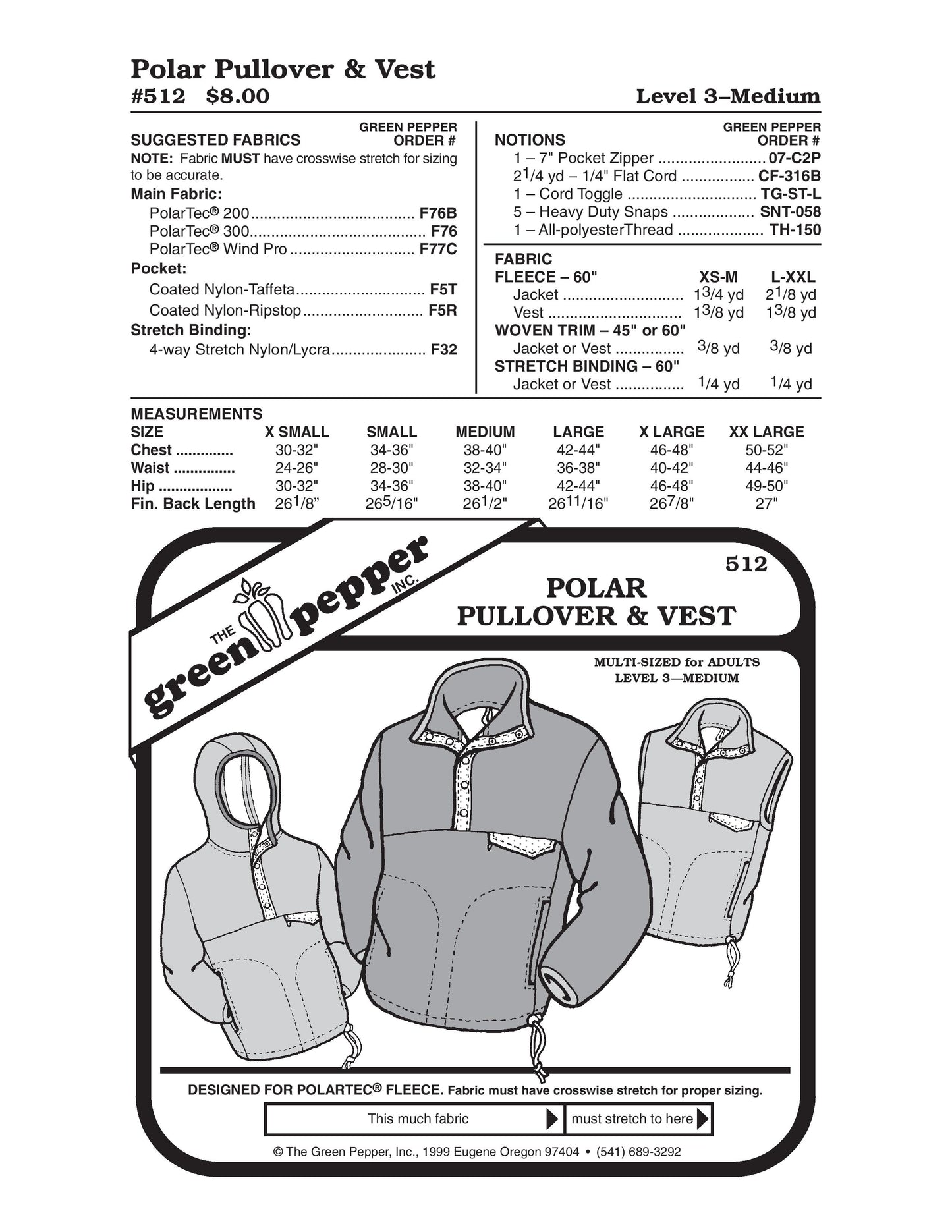 Patrón de jersey y chaleco polar (se vende por unidad)