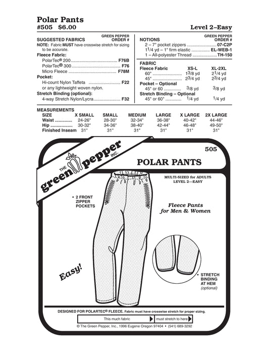 Patrón de pantalones polares (se vende por cada uno)