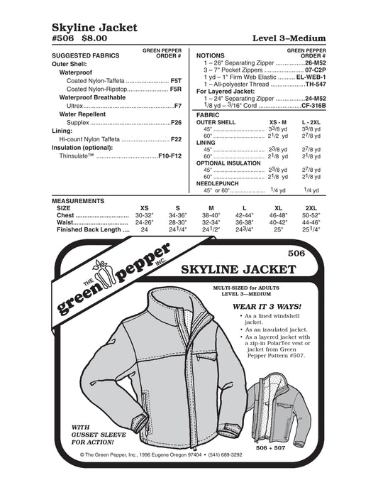 Skyline Jacket Sewing Pattern (Sold per Each)