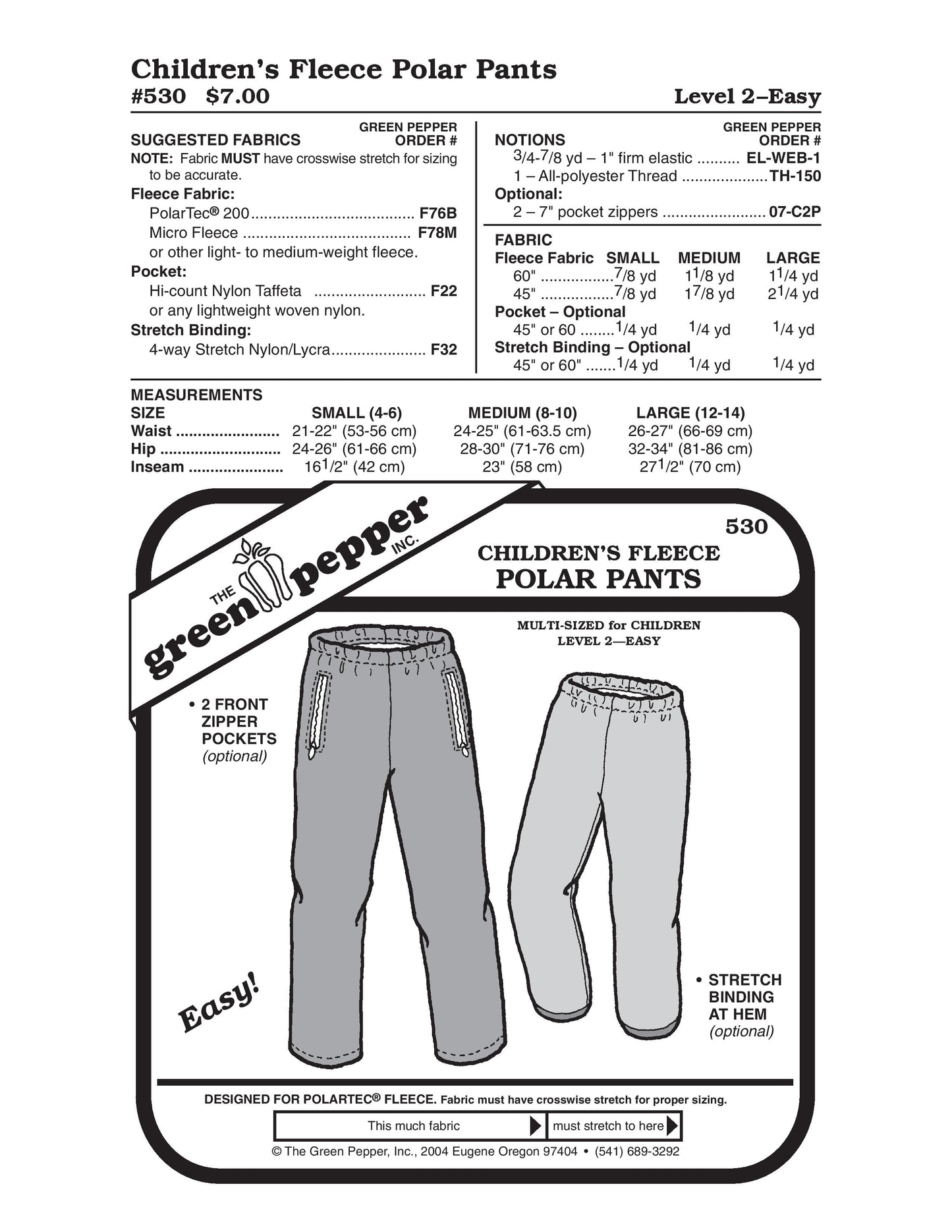 Patrón de pantalones polares de lana para niños (se venden por unidad)