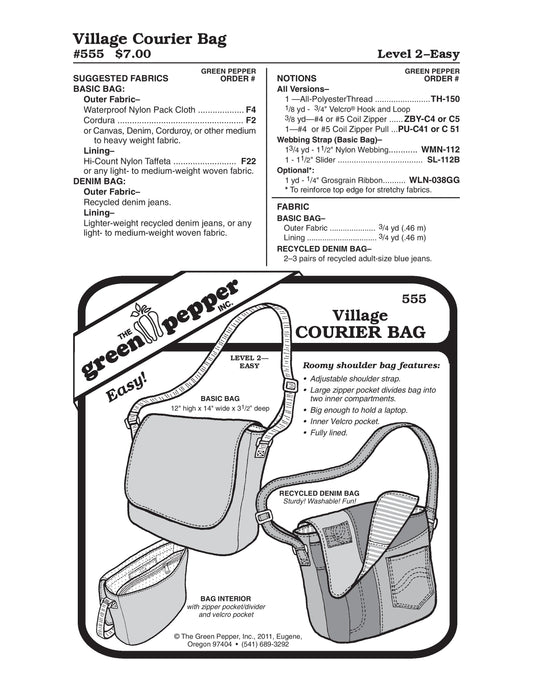 Village Courier Bag パターン (1 個あたりの販売)