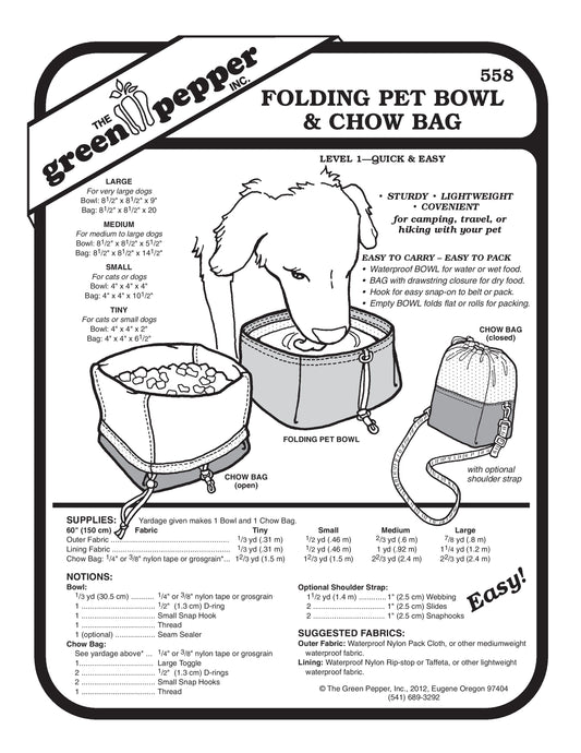 Folding Pet Bowl & Chow Bag Sewing Pattern (Sold per Each)