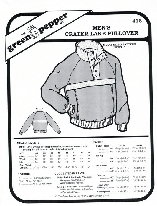 Men's Crater Lake Pullover Pattern (Sold per Each)