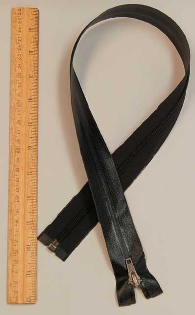 26 Inch  #5 YKK®  Urethane Coated, Water-Repellent Coil Separating Zipper - Black (Sold per Each)