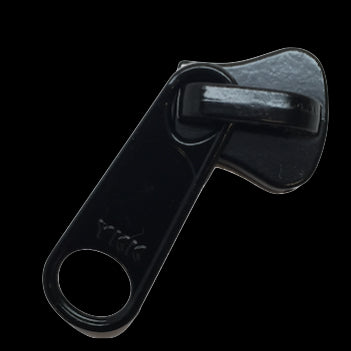Deslizador de cremallera de dientes moldeados #8 YKK® con tirador de metal - Negro (se vende por cada uno)