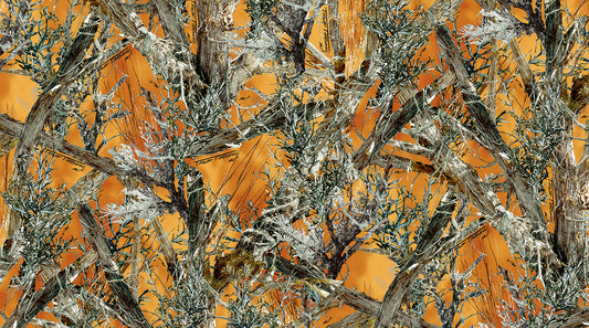 Tela de camuflaje de poliéster recubierta de 600 denier - TrueTimber® MC2 Blaze Orange (se vende por yarda)
