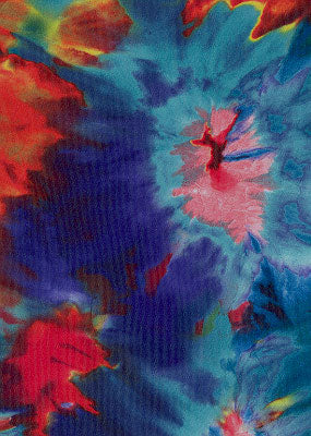 Tela estampada de poliéster con revestimiento de uretano de 600 denier - Tie-Dye rojo/azul (se vende por yarda)