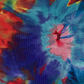 Tela estampada de poliéster con revestimiento de uretano de 600 denier - Tie-Dye rojo/azul (se vende por yarda)