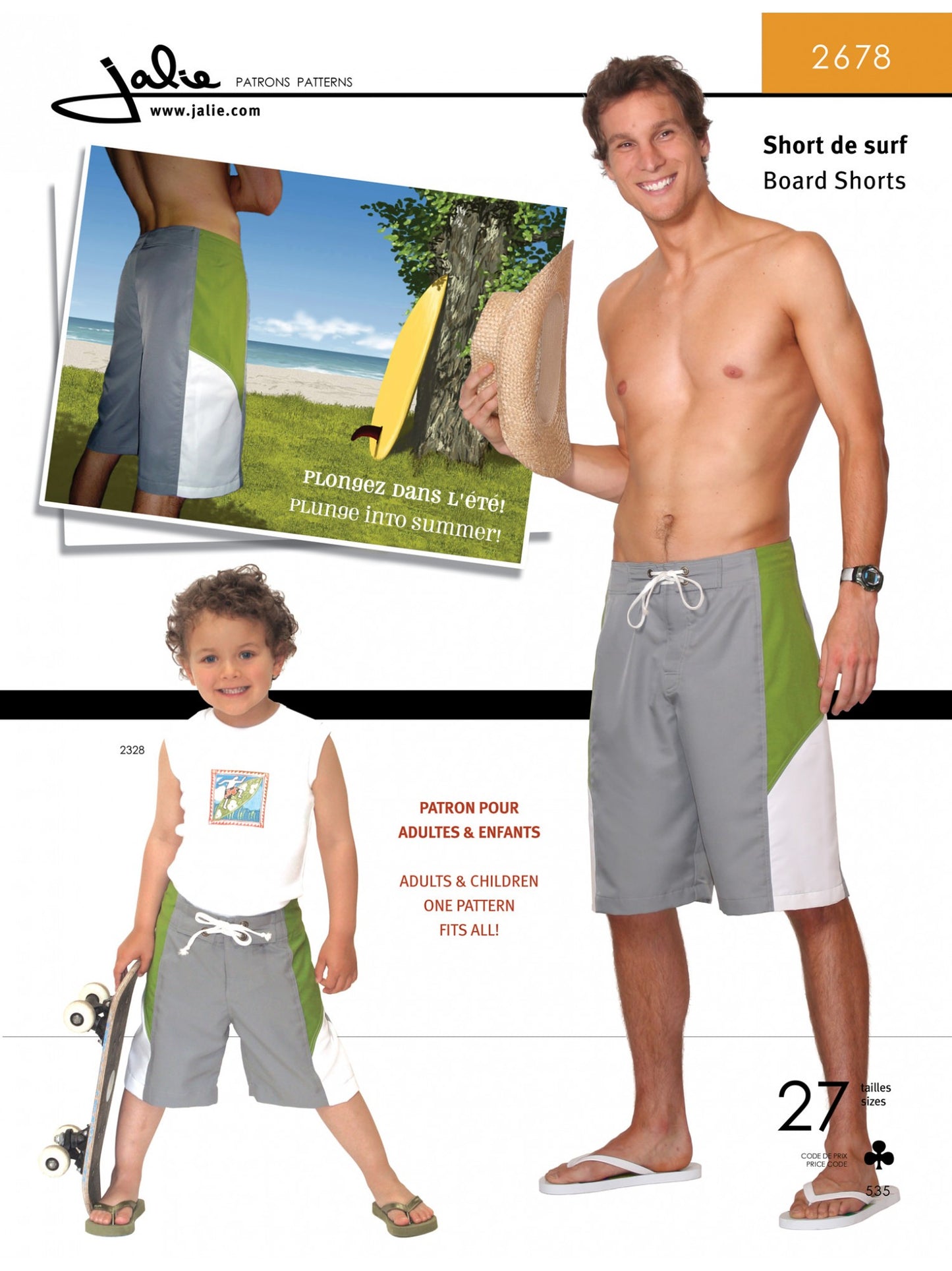 Patrón de shorts de playa (se vende por unidad)