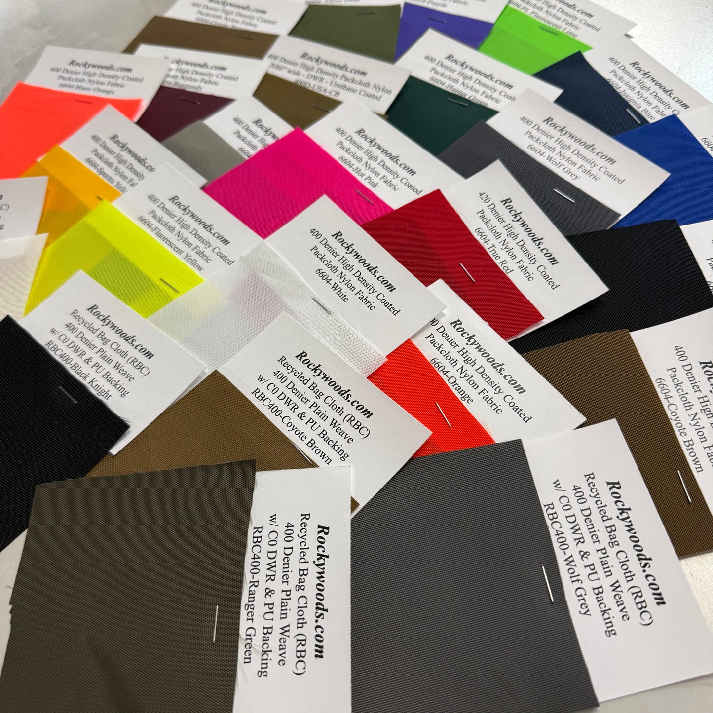 400/420 Denier Packcloth colors sample set (Sold per Each)