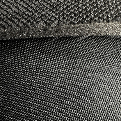 600 Denier Black Polyester, DWR, PU Coated, Laminated to Foam, Black Tricot Backing (Sold per Yard)