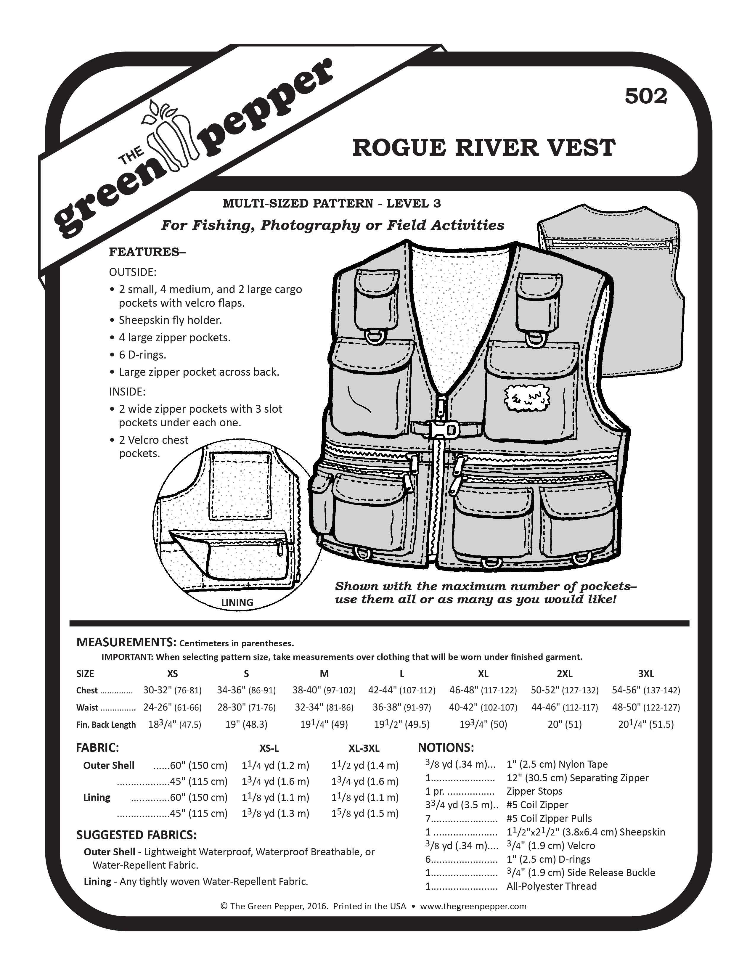 Fishing Vest Sewing Pattern (Sold per Each) – Rockywoods Fabrics