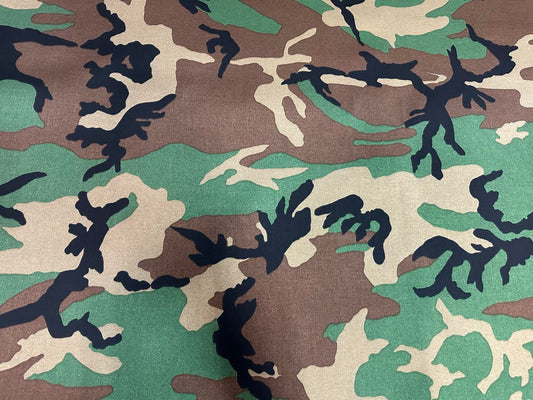 Mil-Spec 500 Denier coated Nylon Fabric - Woodland Camo (Sold per Yard)