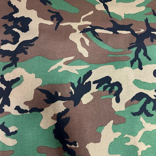 Mil-Spec 500 Denier coated Nylon Fabric - Woodland Camo (Sold per Yard)